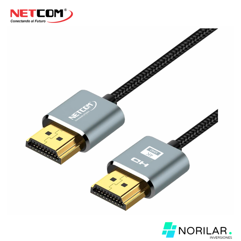 CABLE SLIM HDMI A HDMI DE 0.50 MTS UHD 4K@60Hz V2.0 NYLON NETCOM PE ...