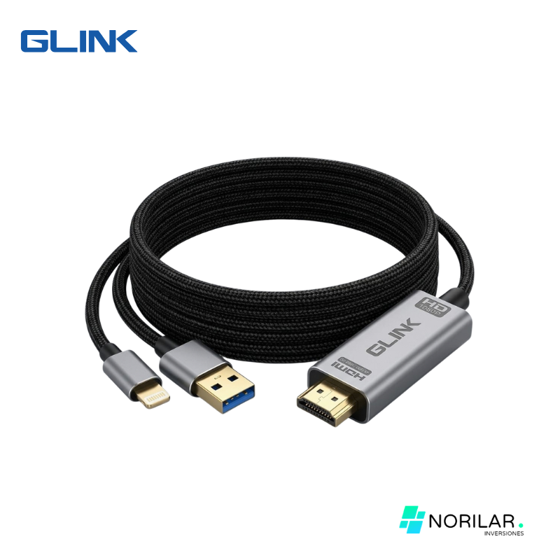 CABLE LIGHTNING A HDMI/USB 2.0V DE 1.80M GLINK GP-GL056